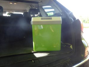 Kühbox mit Griff im Auto