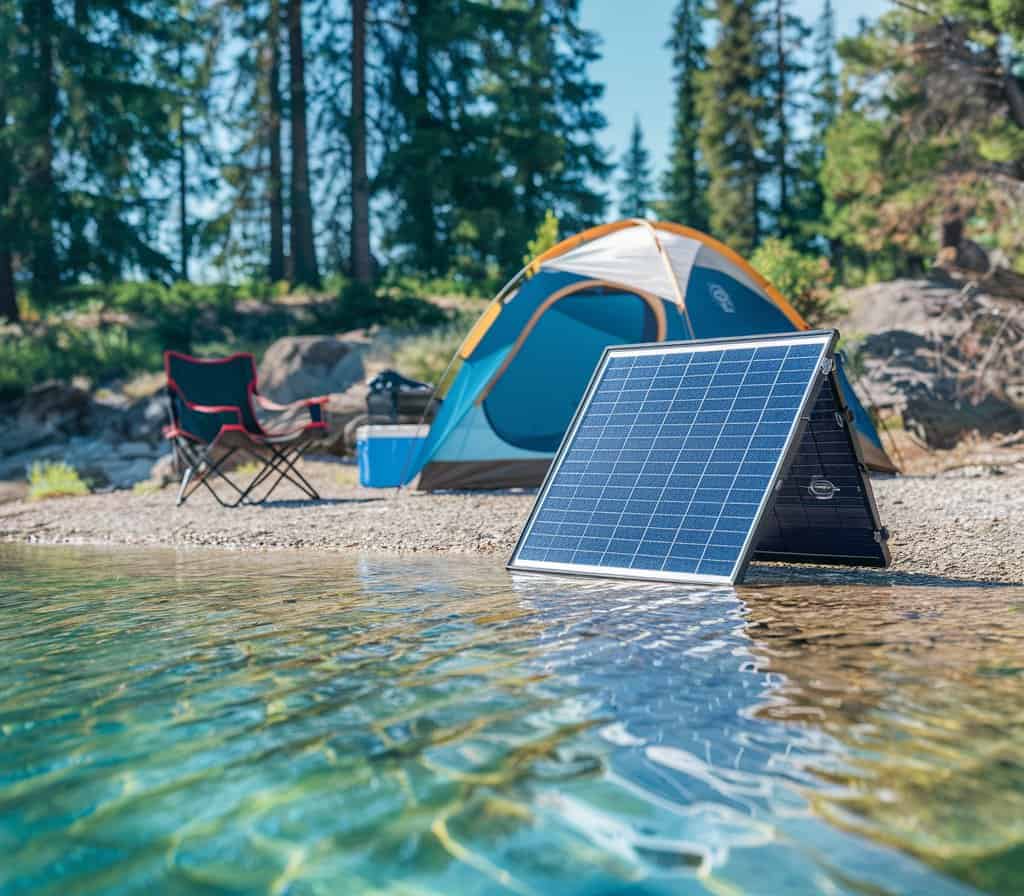 Sonnige Aussichten – mobile Solarenergie trifft auf idyllische Seenlandschaft.